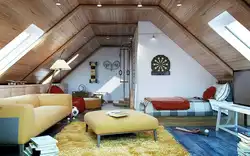 Attic design with gable roof bedroom