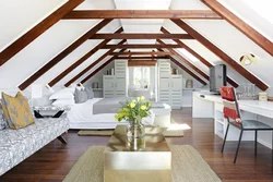 Attic design with gable roof bedroom