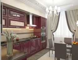 Burgundy Kitchen Interior Photo