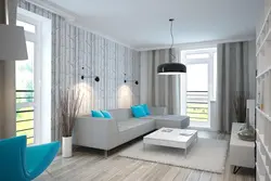 Modern living room design with gray floor