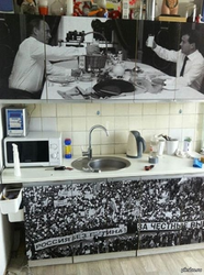 Kitchen in self-adhesive film before and after photos