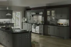 Khaki kitchen in the interior photo