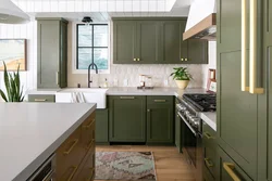 Khaki kitchen in the interior photo