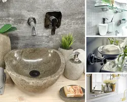 Stone sink in the bathroom interior