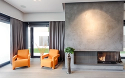 Wallpaper for plaster in the living room interior photo