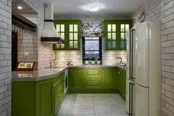 Olive facades for the kitchen in the interior