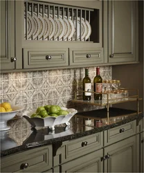 Olive facades for the kitchen in the interior