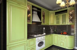 Olive facades for the kitchen in the interior