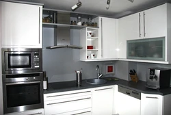 Small kitchen design with microwave