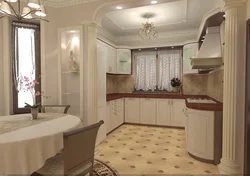 Колонны в интерьере кухни
