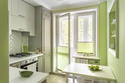 Khrushchev kitchen interior with balcony