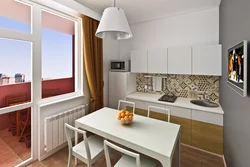 Khrushchev kitchen interior with balcony