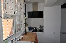 Khrushchev kitchen interior with balcony