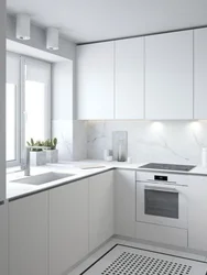 Glossy corner kitchen in the interior