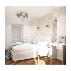 Interior of a bright bedroom 14 sq m