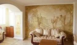 Frescoes дар квартира дар деворҳои акс