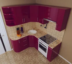 Small corner kitchen design with sink in the corner