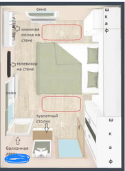 How to place a bed in the bedroom relative to the door and window photo