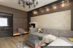 Combination of wood in the living room interior