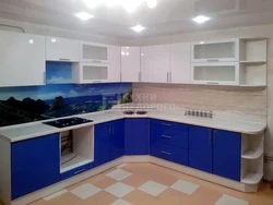 Фота Кухні Верх Белы Ніз Сіні Верх