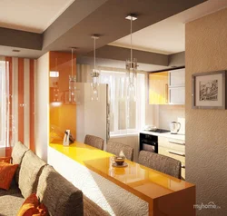 Orange living room kitchen photo