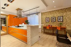 Orange living room kitchen photo