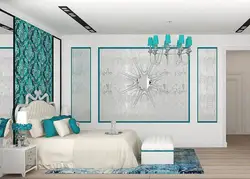 Wallpaper in the bedroom interior turquoise