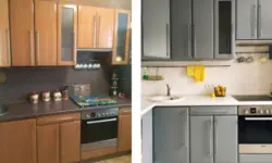 Фотосуреттерге дейін және кейін өз қолыңызбен асүйді жөндеу