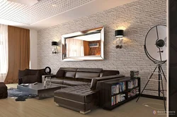 Living room wallpaper brick combined photos