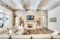 Living room wallpaper brick combined photos