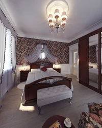 Photo of a bedroom in a classic style, dark