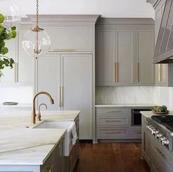 Gray and gold in the kitchen interior