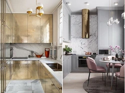 Gray and gold in the kitchen interior