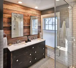Combination of wood in the bathroom interior