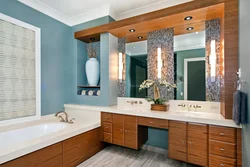 Combination of wood in the bathroom interior