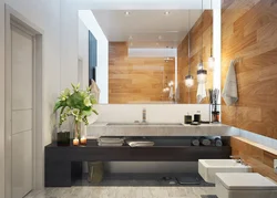 Combination of wood in the bathroom interior
