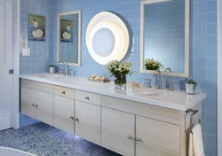 What colors go with white in a bathroom interior