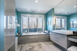 What colors go with white in a bathroom interior