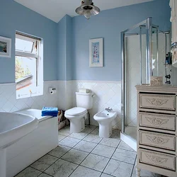 What colors go with white in a bathroom interior