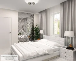 Bedroom design with wall-to-wall mirror