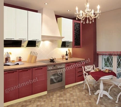 What colors go with burgundy in the kitchen interior