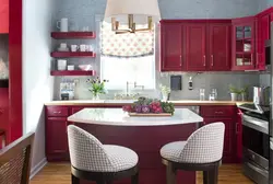 What colors go with burgundy in the kitchen interior
