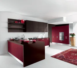 What colors go with burgundy in the kitchen interior