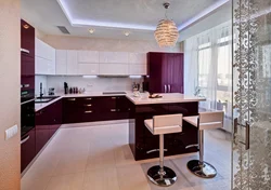 What colors go with burgundy in the kitchen interior