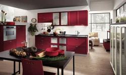 What colors go with burgundy in the kitchen interior