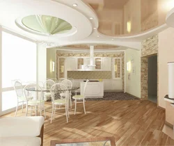 Alçıpan tavanlar qonaq otağı mətbəx dizaynı