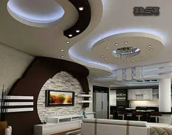 Plasterboard ceilings living room kitchen design