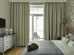 Interior Of Curtains In A Bedroom With One Window