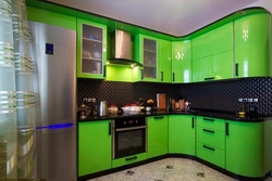 Corner kitchens light green photos