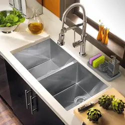 Double sink in the kitchen interior